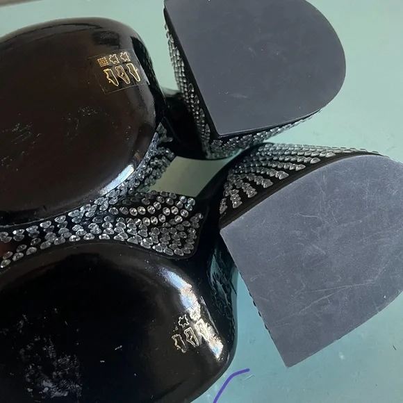 Simon Miller SLICE Platform Rhinestone  Mule Block Flared Heel Sandals Shoes 35 - Picture 4 of 13